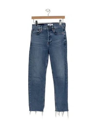 Pre-owned Re/done High-rise Straight Leg Jeans In Blue