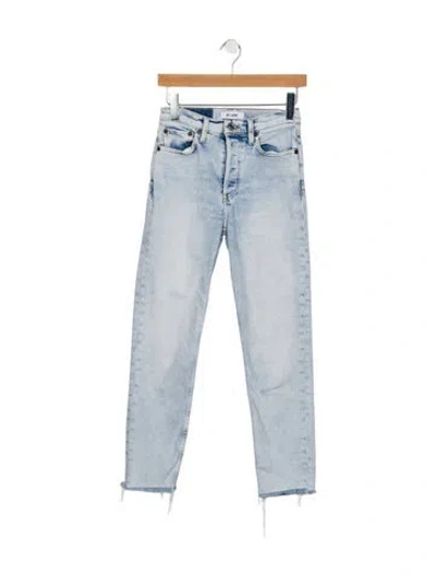 Pre-owned Re/done High-rise Straight Leg Jeans In Blue