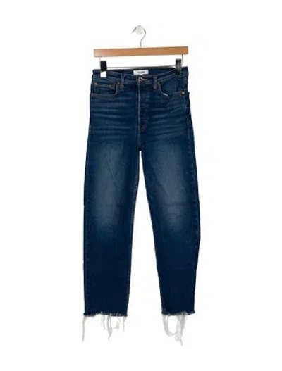 Pre-owned Re/done High-rise Straight Leg Jeans In Blue