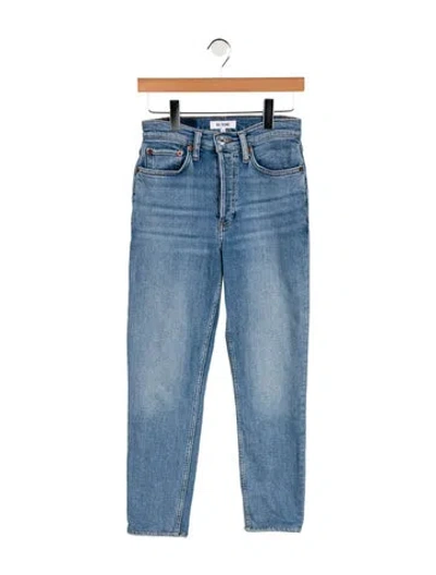 Pre-owned Re/done High-rise Straight Leg Jeans In Blue