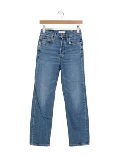 Pre-owned Re/done High-rise Straight Leg Jeans In Blue