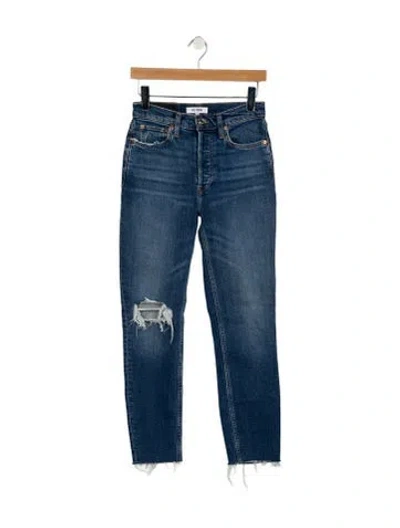 Pre-owned Re/done High-rise Straight Leg Jeans In Blue