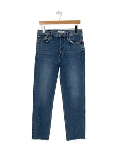 Pre-owned Re/done High-rise Straight Leg Jeans In Blue