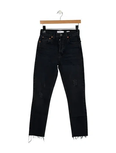 Pre-owned Re/done High-rise Straight Leg Jeans In Blue