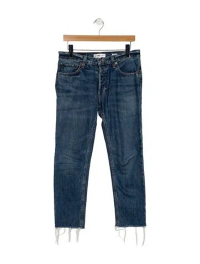 Pre-owned Re/done High-rise Straight Leg Jeans In Blue