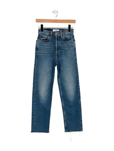 Pre-owned Re/done High-rise Straight Leg Jeans In Blue