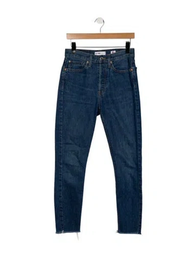 Pre-owned Re/done High-rise Straight Leg Jeans In Blue