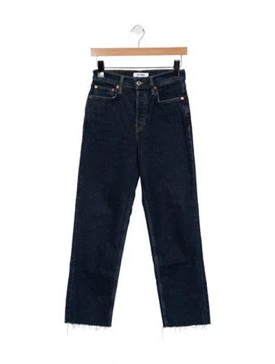Pre-owned Re/done High-rise Straight Leg Jeans In Blue