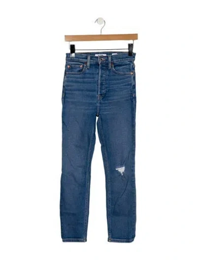 Pre-owned Re/done High-rise Straight Leg Jeans In Blue