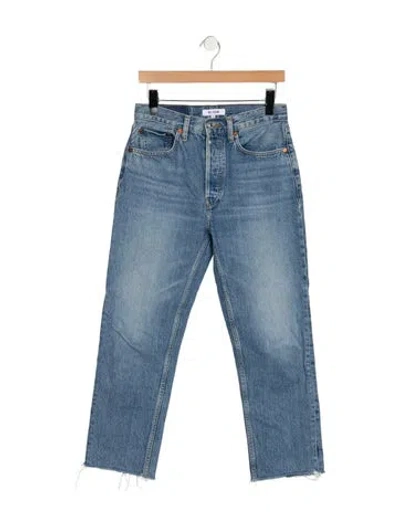 Pre-owned Re/done High-rise Straight Leg Jeans In Blue