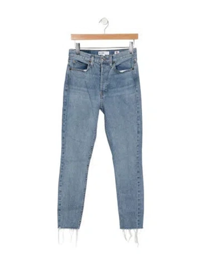Pre-owned Re/done High-rise Straight Leg Jeans In Blue