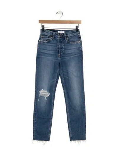 Pre-owned Re/done High-rise Straight Leg Jeans In Blue
