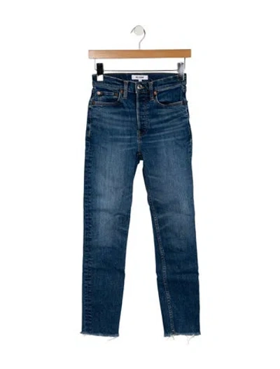 Pre-owned Re/done High-rise Straight Leg Jeans In Blue