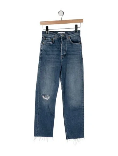 Pre-owned Re/done High-rise Straight Leg Jeans In Blue