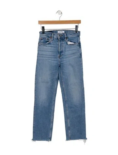 Pre-owned Re/done High-rise Straight Leg Jeans In Blue