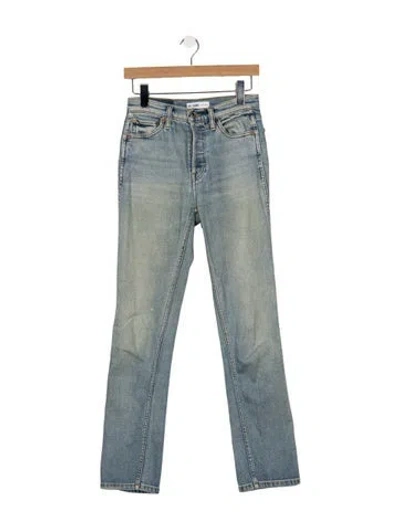 Pre-owned Re/done High-rise Straight Leg Jeans In Blue