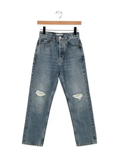 Pre-owned Re/done High-rise Straight Leg Jeans In Blue