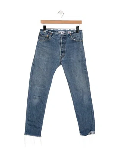 Pre-owned Re/done High-rise Straight Leg Jeans In Blue