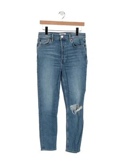 Pre-owned Re/done High-rise Straight Leg Jeans In Blue