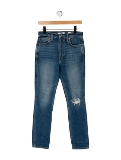 Pre-owned Re/done High-rise Straight Leg Jeans In Blue