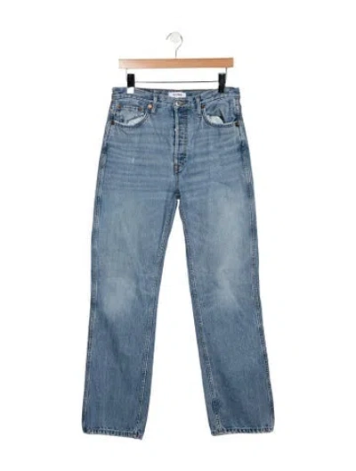 Pre-owned Re/done High-rise Straight Leg Jeans In Blue