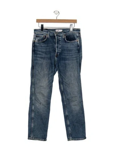 Pre-owned Re/done High-rise Straight Leg Jeans In Blue