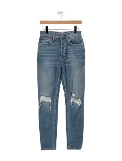 Pre-owned Re/done High-rise Straight Leg Jeans In Blue