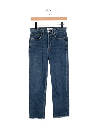 Pre-owned Re/done High-rise Straight Leg Jeans In Blue