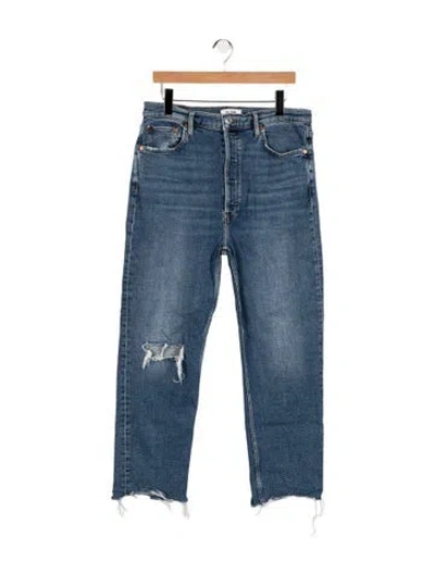 Pre-owned Re/done High-rise Straight Leg Jeans In Blue