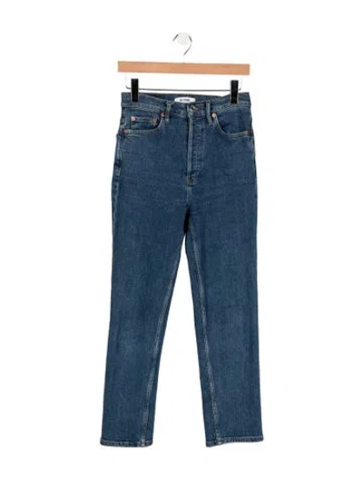 Pre-owned Re/done High-rise Straight Leg Jeans In Blue