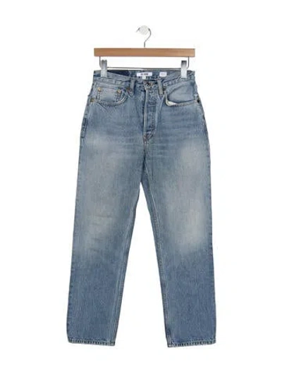 Pre-owned Re/done High-rise Straight Leg Jeans In Blue
