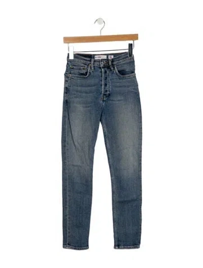 Pre-owned Re/done High-rise Straight Leg Jeans In Blue