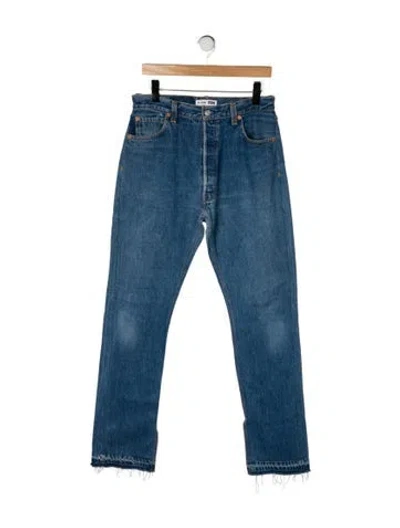 Pre-owned Re/done High-rise Straight Leg Jeans In Blue