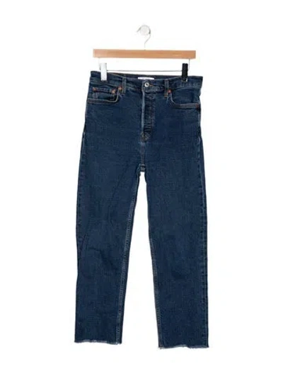 Pre-owned Re/done High-rise Straight Leg Jeans In Blue