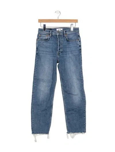 Pre-owned Re/done High-rise Straight Leg Jeans In Blue