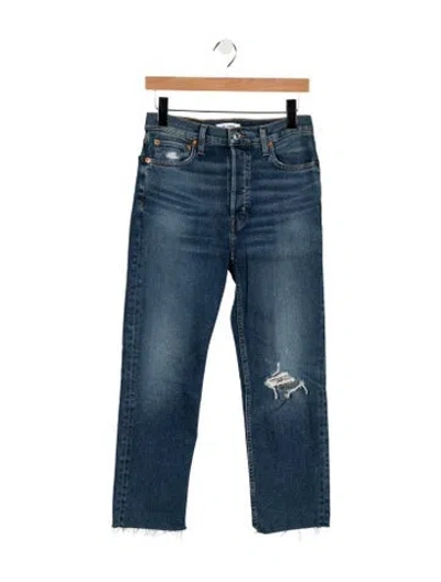 Pre-owned Re/done High-rise Straight Leg Jeans In Blue