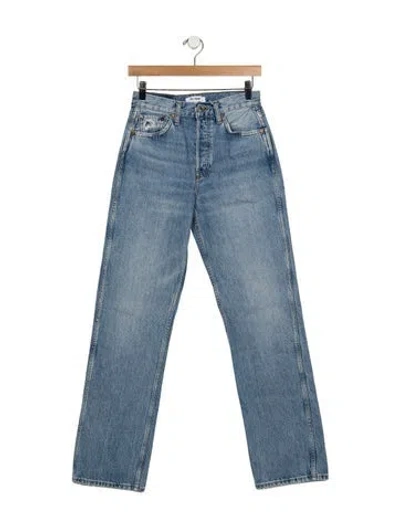 Pre-owned Re/done High-rise Straight Leg Jeans In Blue