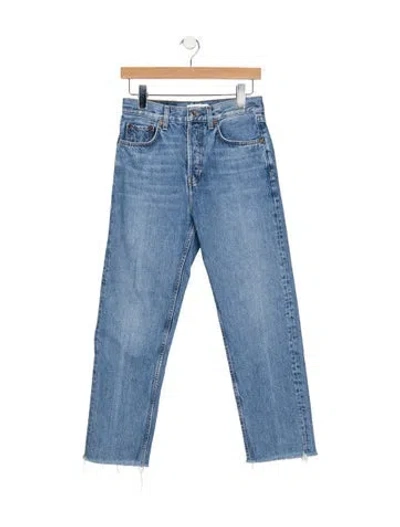 Pre-owned Re/done High-rise Straight Leg Jeans In Blue
