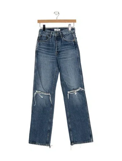 Pre-owned Re/done High-rise Straight Leg Jeans In Blue
