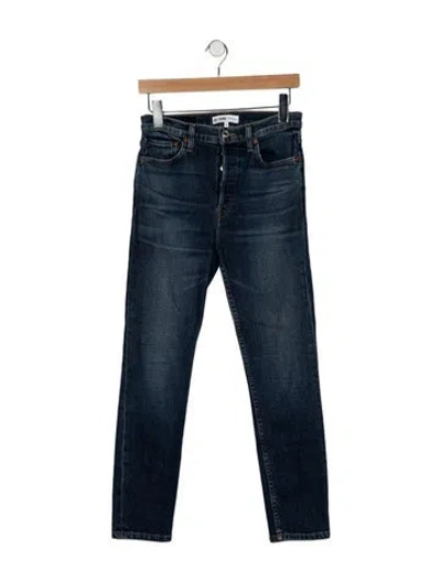 Pre-owned Re/done High-rise Straight Leg Jeans In Blue