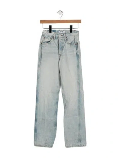 Pre-owned Re/done High-rise Straight Leg Jeans In Blue