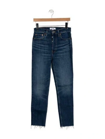 Pre-owned Re/done High-rise Straight Leg Jeans In Blue