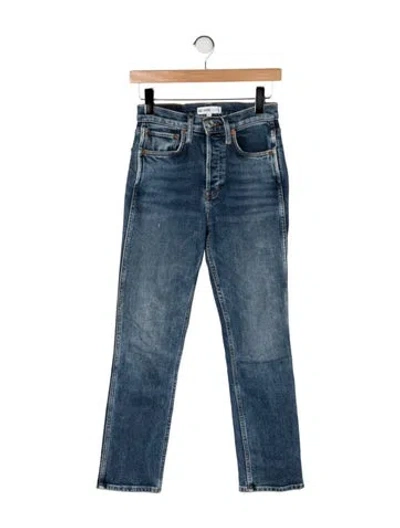 Pre-owned Re/done High-rise Straight Leg Jeans In Blue