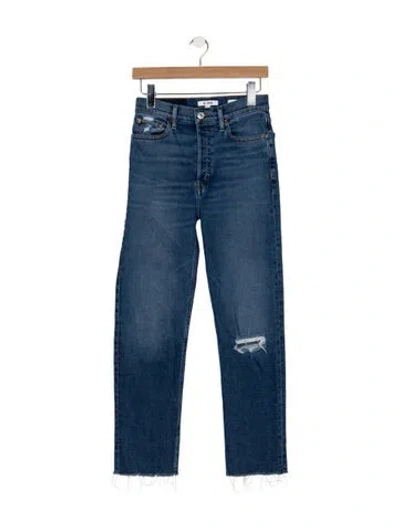 Pre-owned Re/done High-rise Straight Leg Jeans In Blue