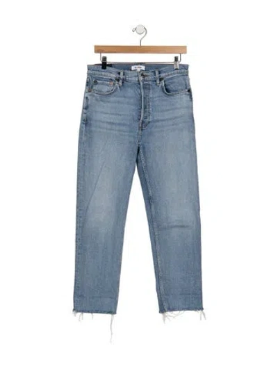 Pre-owned Re/done High-rise Straight Leg Jeans In Blue