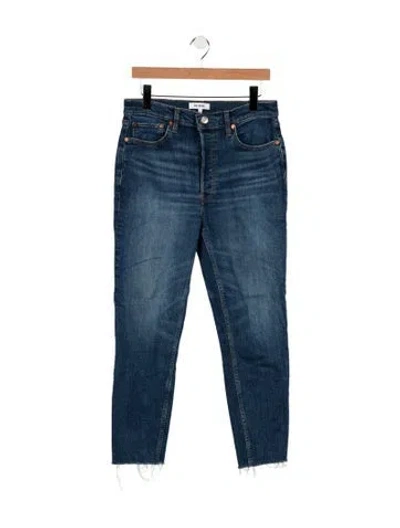 Pre-owned Re/done High-rise Straight Leg Jeans In Blue