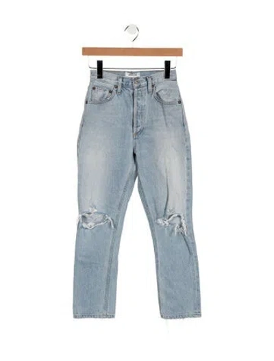 Pre-owned Re/done High-rise Straight Leg Jeans In Blue