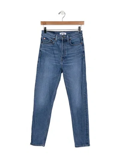 Pre-owned Re/done High-rise Straight Leg Jeans In Blue