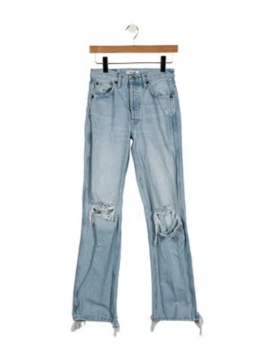 Pre-owned Re/done High-rise Straight Leg Jeans In Blue