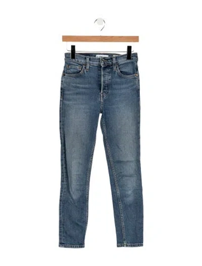 Pre-owned Re/done High-rise Straight Leg Jeans In Blue